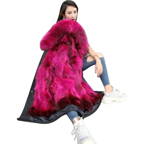 Luxury Winter Jacket Parkas Natural Raccoon Fur Hoody and Lining Women Coat LF9035