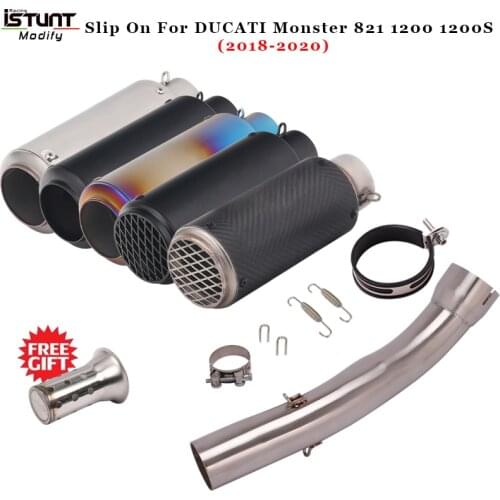 Slip On For DUCATI Monster 821 1200 1200S 2018 2019 2020 Motorcycle Exhaust System Muffler Escape Modified Middle Link Pipe