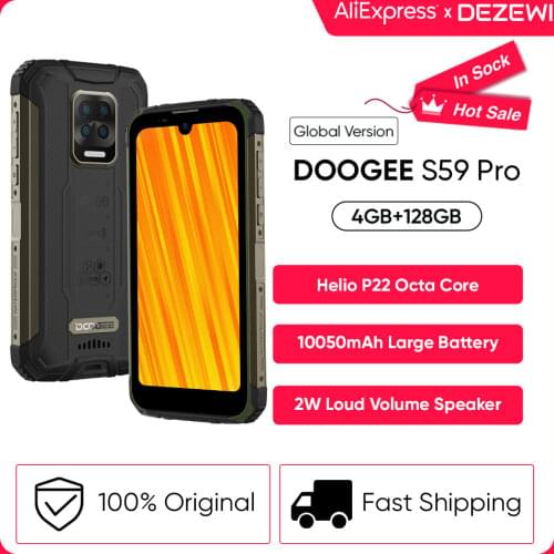 DOOGEE S59 Pro IP68/IP69K 4GB RAM128GB ROM NFC Rugged Smartphone 2W Loud Volume Speaker 10050mAh Super Battery 16MP Quad Camera