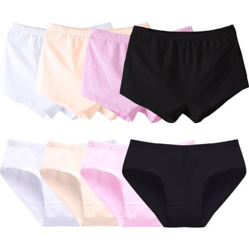 YourSeason 4pcs Teenage Girl Underpants Solid Color Girls Boxer Breathable Cotton White Shorts Casual Kids Briefs Panties