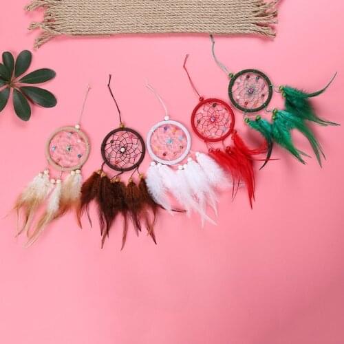 Creative handmade feather dream catcher woven wind chimes art for room decoration hanging home