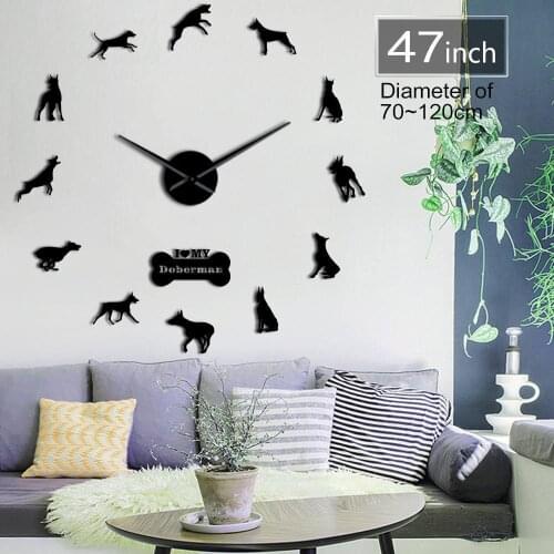 Explosion Models Big Wolf Dog Dog Acrylic Mirror EVA Wall Clock European Living Room Large Wall Clock Gift Large Wall Clock