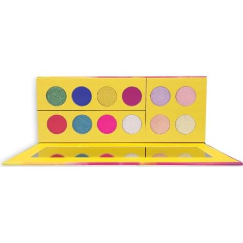 10 Piece Fluorescence Glitter Eyeshadow Power Palette Glitter Highlighter Shimmer Makeup Pigment Private Label