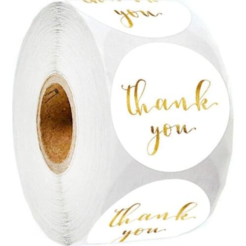 1000pcs Gold Pink Thank You Gift Box Stickers Happy Holiday Sticker for Weddings Decoration Party DIY Home Decoration Stickers