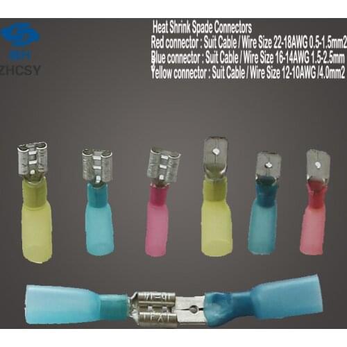 20Pcs Insulated Heat Shrink Crimp Terminals Set 3 Sizes Male Spade Waterproof Wire Cable Terminators Connectors