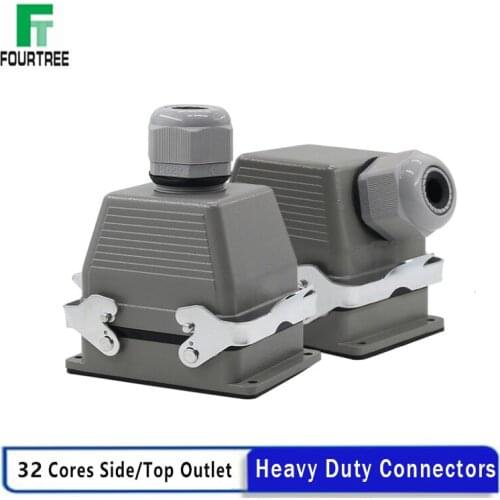 32 Cores Heavy-Duty Connector Rectangular HDC-HE Industrial Waterproof Aviation Plug Socket Top Side Line 16A 500V