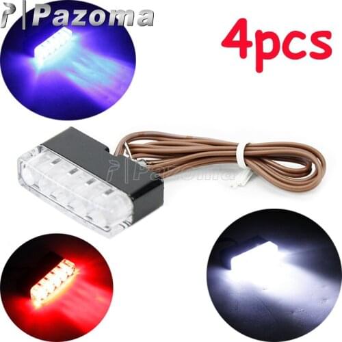 4pcs LED Motorcycle Turn Signals Indicators Blinker Rear Brake Light DRL For Harley Honda Yamaha Suzuki Kawasaki 19" Lead Wire