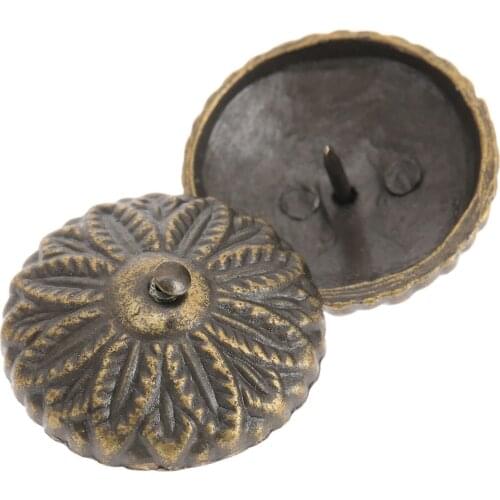 50pcs 22mmx6mm Upholstery Nails Tacks Studs Elegant Bronze Flower Head Pushpin Ancient Style Furniture Doornail Sofa nails K243