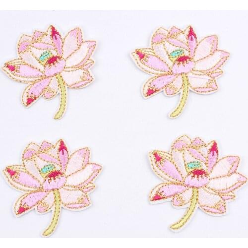 50pcs/lot Embroidery Patch Lotus Flower Buddha Bodhisattva Clothing Decoration Sewing Accessories Craft Diy Applique