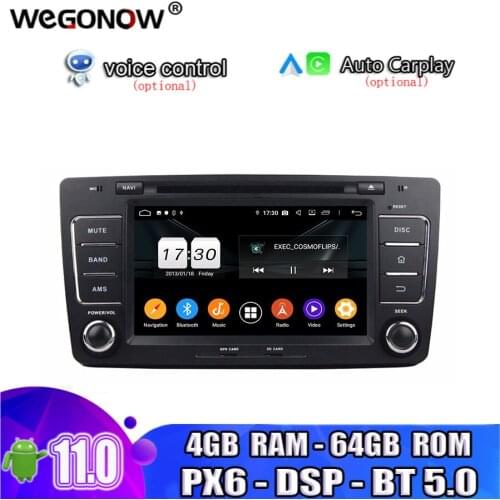 PX6 DSP Android 10.0 4GB+64GB ROM 8 Core Car DVD Player GPS map RDS Radio wifi 4G Bluetooth5.0 for VW skoda OCTAVIA 2009- 2013