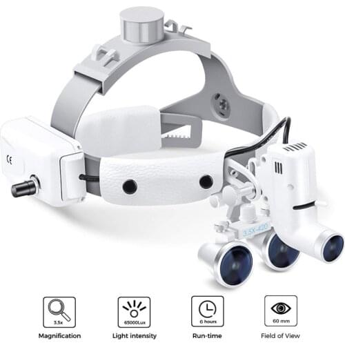 Wireless 5W LED Medical Headlamp Surgical Headlight+2.5/3.5X420mm Binocular Magnifier Dental Loupes