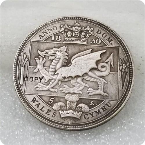 UK 1830 Wales Retro Pattern Proof Crown Silver William IV Coin COPY FREE SHIPPING