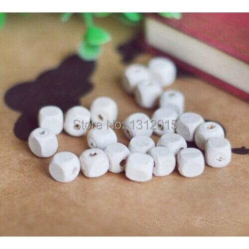 Wholesale 8mm 100pcs White Wooden cube Spacer beads Fit Children Handmake DIY Accessory JG-008