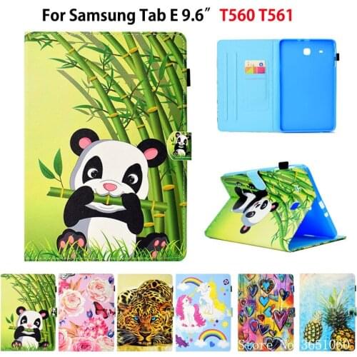 Panda butterfly Cover For Samsung Galaxy Tab E 9.6 Case For Samsung Galaxy Tab E T560 SM-T560 T561 Smart Cover Funda Stand Skin