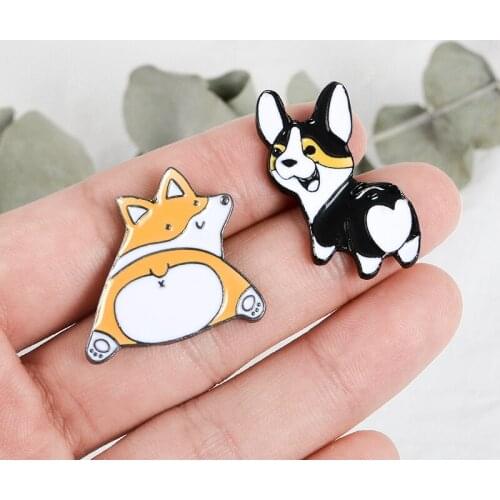 2 color Black Orange Corgi Butt Pins Corgi mom badges Denim Jackets Bags Hats Backpack Accessories Dog Lover Gift