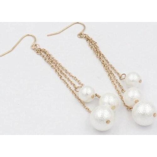 Simulated pearls tassel dangle earrings for women alloy nickel free jewelry accessories gifts fj793
