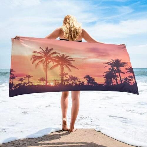 Coconut tree scenery seaside surf beach towel quick-drying double-sided velvet sand-free yoga mat swimming travel waterproof