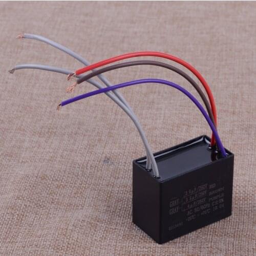 LETAOSK New Black Plastic CBB61 Capacitor 2.5uF + 3.5uF + 4uF 5 Wire 250V AC Capacitor Fit For Ceiling Fan 4.8 x 3.9x 3.9cm