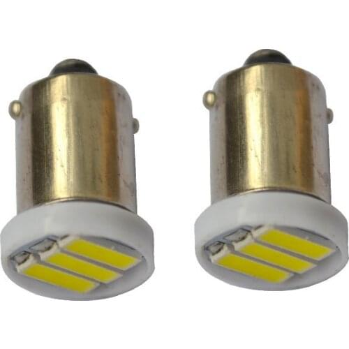 2pcs BA9S T4W 7020 3SMD LED Light for Car Instrument Bulbs License Plate Lights Reading Lamps DC 12V Bright White