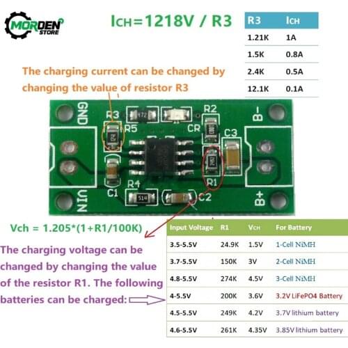 1S 2S 3S CELL 1A NiMH Rechargeable Lithium Battery Smart Charger Module Voltage Tester 1.5V 3V 4.5V 5V Input 3.7V-6V 5V 4.2V
