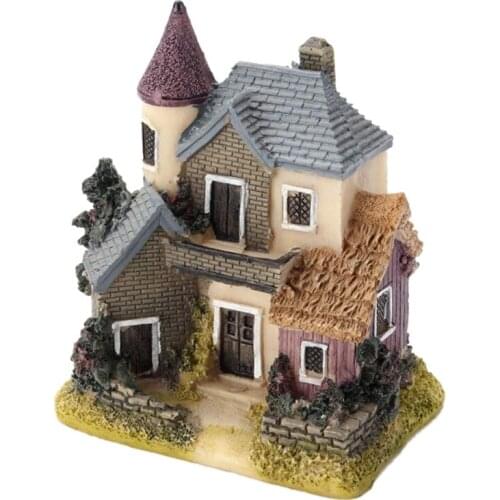 Cute Mini Resin House Miniature House Fairy Garden Landscape Home Garden Decoration Resin Crafts 4 Styles Color Random