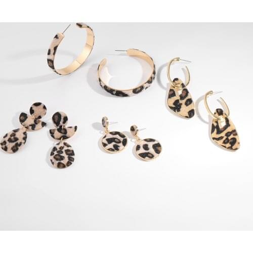 Fashion Leopard Print Drop Dangle Earring For Women Vintage Round Leather Geometric Statement Earrings Jewelry Female Gift