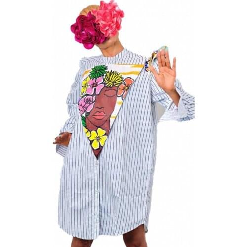 New African Dresses For Women Vetement Femme Dashiki Print Africa Shirt Dress African Clothes Dashiki Ankara Dresses Ladies 2021