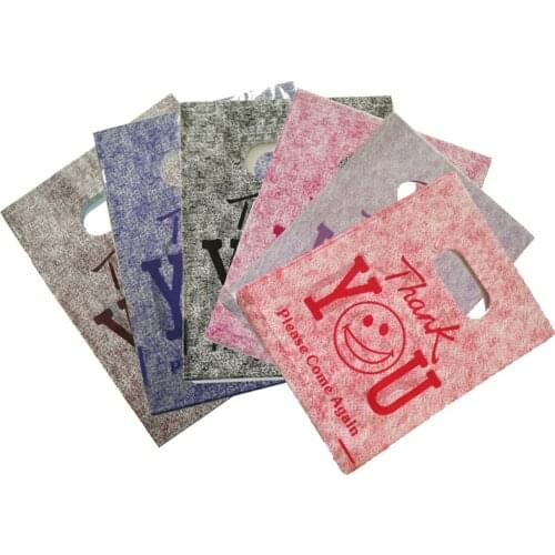 100pcs/lot Colorful Plastic Bags 15x20cm with "Thank You" Printed Gifts Candy Packaging Bags with Handle for Jewelry Storage