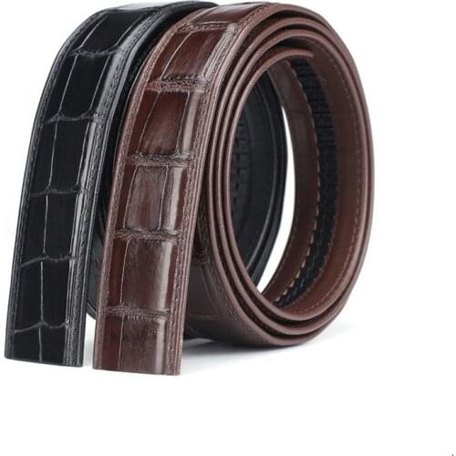 Luxurious Crocodile Genuine Leather Men Belt No Buckle 3.4CM Width Quality Strap Black/brown Male Waist Belt 100-125CM