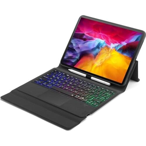 Russian/Hebrew/Spanish Trackpad Keyboard Case For iPad Pro 11 2018 2020 Slim 7 Colors RGB Backlight Wireless Bluetooth 5.1 Cover
