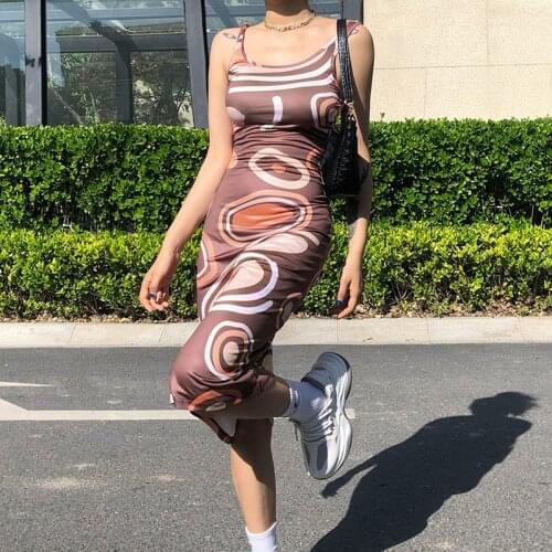Paisley Print Sleeveless Strap Dress 2021 Summer High Waist Off Shoulder Midi Dress Fashion Aesthetic Backless Bodycon Dresses