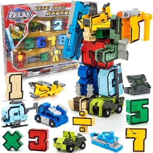 Assembling Educational N symbol Transform fit Robots Team Deformed Action Figures Transformation Plane Car baby Brinquedos