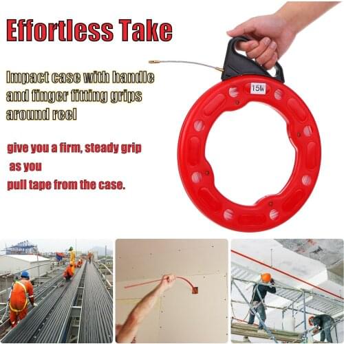 Fiberglass Fish Tape Reel Puller Conductive Electrical Cable Puller with Impact Case Electric or Communication Wire Puller Use