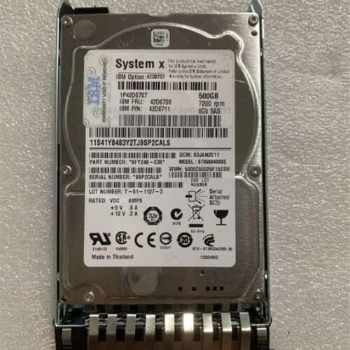 IBM 500GB 2.5" Slim Hard Drive 42D0708 42D0707 7200 6GBPS NL SAS HDD
