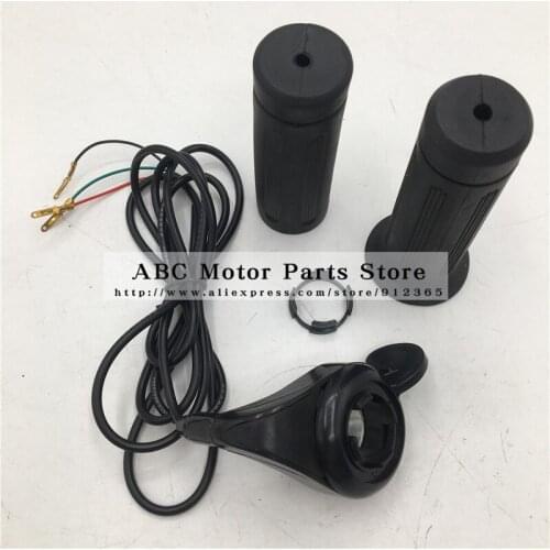Universal Electric Bike Scooter Thumb Throttle + Grips 24V/36V/48v E-Bike Black