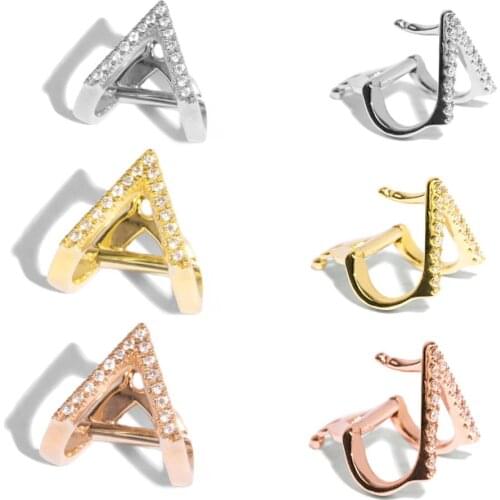 Slovecabin Real 925 Sterling Single Silver Micro-Pave Zircon Triangle Ear Cuff 2020 Luxury Statement Hoop Earring Women Jewelry