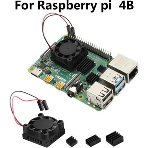 In Stock Square Cooling Fan 1/2 Dual Fan with Heatsink Cooler Kit For Raspberry Pi 4B ( 4 Model B )