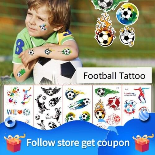 10pcs/pcak Temporary Tattoo Stickers Waterproof Football Soccer Fake Tattoos Paste on Face Arm Leg for Children Body Art