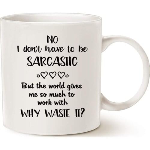 Funny Coffee Mug Christmas Gifts, Hilarious Why Waste Sarcastic Opportunity Best Home and Office Gifts for Friend Porcelain Cup