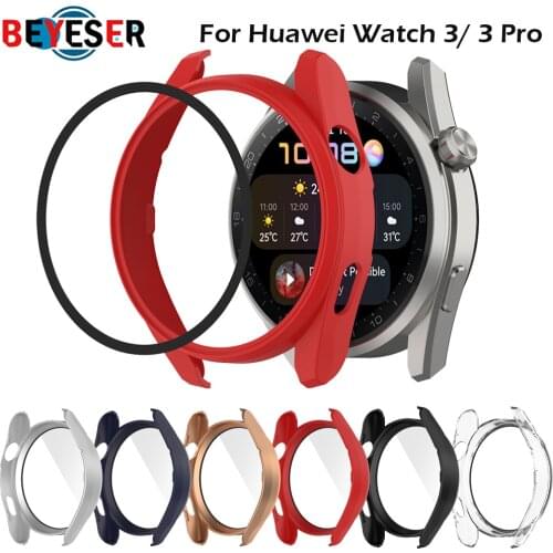 Protective Case for Huawei Watch 3 Watch Cover Tempered Glass Full Screen Protector for Huawei Wathc 3 Pro Smartwatch Shell