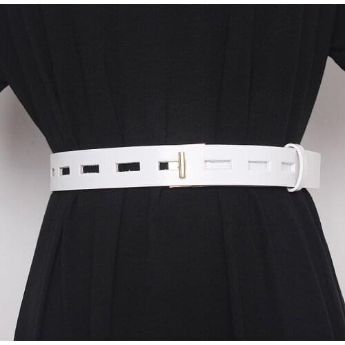 Womens runway fashion hollow out genuine leather Cummerbunds female Dress Corsets Waistband Belts decoration wide belt R1768