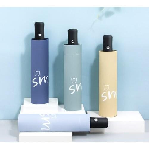 Smile Solid Color Womens Automatic Umbrella Sunshade For Female Windproof Portable Folding Large Beach Umbrella Parasol Cover