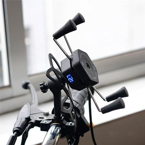 2 in1 Motorcycle Fast Charge Mount Phone Holder Navigation Wireless Wired Charging Stand Bracket Mount Clamp 360 Degree Rotation