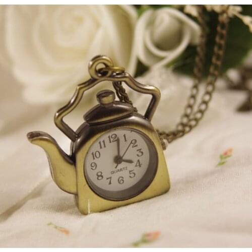2012 shipping hot sale new men women lady Antique Pocket Watch Necklace Bronze Pendant kettle fashion wp228