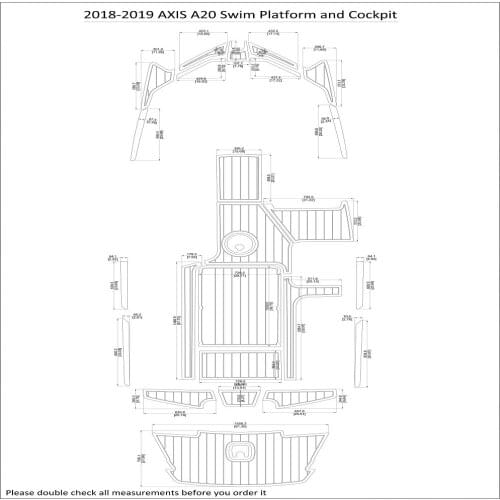 2018 – 2019 Axis A20 Swim Step & Cockpit Pad Boat EVA Teak Decking 1/4" 6mm