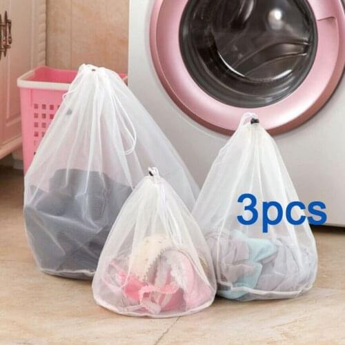 3pcs/lotClothes Washing Machine Foldable Protection Net Filter Underwear Bra Socks Mesh Net Pouch Bsket thickened drawstring bag