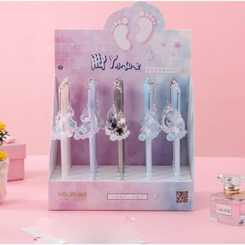 30 pcs/lot Crystal Feet Pendant Gel Pen Cute 0.5mm black ink Neutral Pen school writing Supplies Promotional Gift