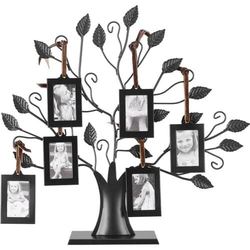 6pcs Fashion Photo Frame Family Tree Photo Frame Family Photos Frame Display Tree with Hanging Pictures Frames Home Decoration