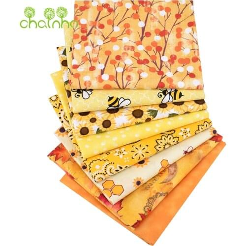 8 Pcs/Lot,Plain Cotton Fabric,Patchwork Cloth,Yellow Series Of Handmade DIY Quilting&Sewing Crafts,Cushion,Bag Textile Material