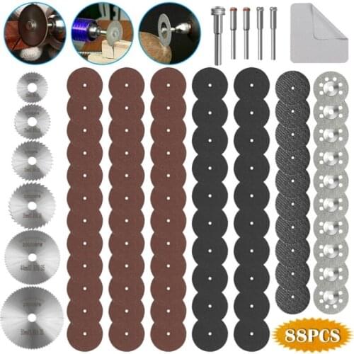 88Pcs Resin Cutting Discs Diamond Cutting Wheels Set Rotary Tool Die Grinder Metal Cut Off Disc Double Mesh Cutting Discs